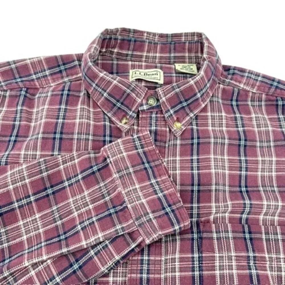 LL Bean Mens Purple Flannel Shirt XLT - Picture 1 of 9